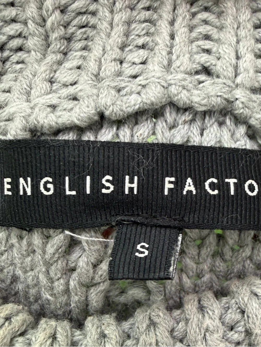 English factory pom pom puff sleeve sweater gray size small